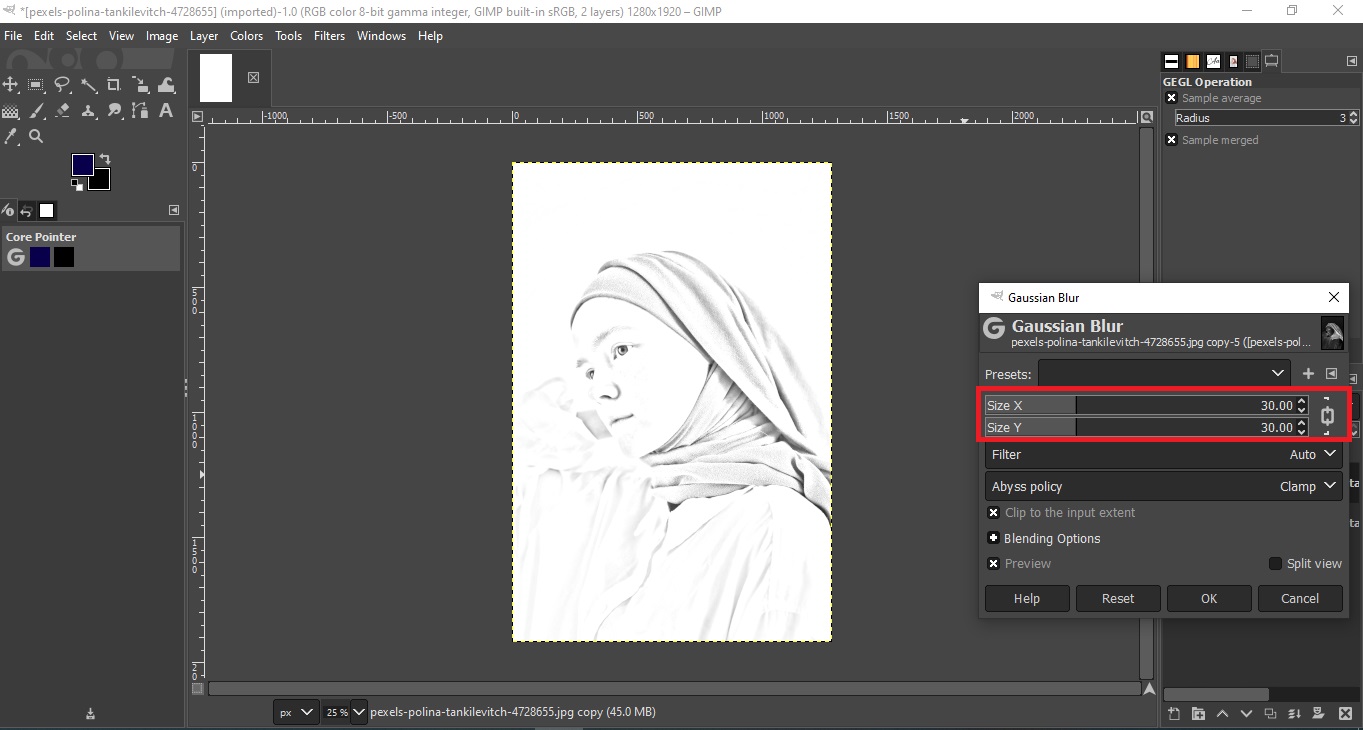 scale to make image into sketch