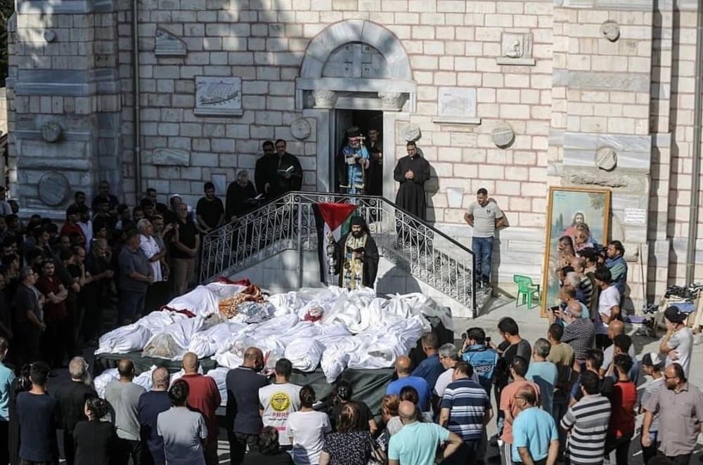 bodies outside saint porphyrius church