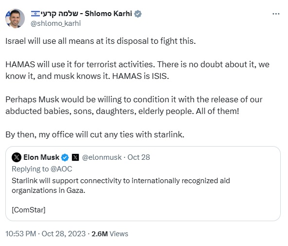 sholmo karhi and elon's tweet