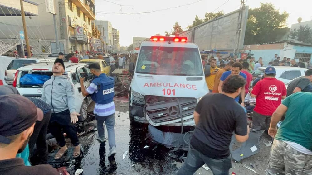 ambulance in gaza bombed