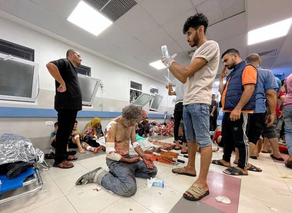 wounded people in Gaza hospital