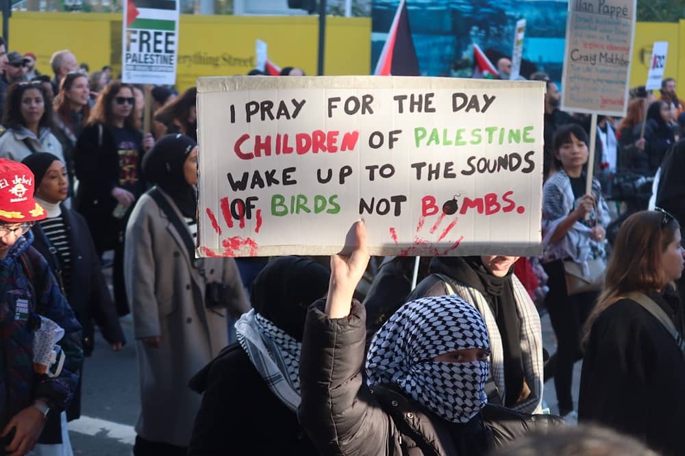 pro-palestine march placards