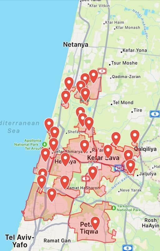 position where hamas rockets hit